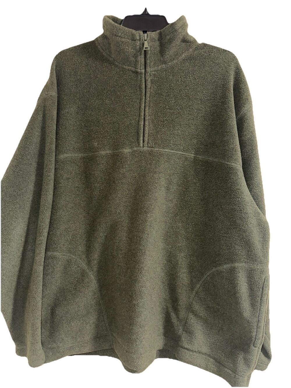 St. Johns Bay Mens Large Olive Green Fleece Quarter Zip Pullover Jacket Casual